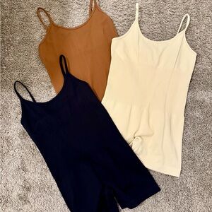 Stylish Ribbed Bodysuit Trio